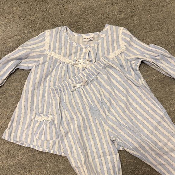 Mud Kingdom Striped Blue and White Kids Pajamas - Picture 1 of 5